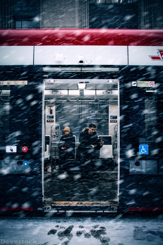 Devostock People Action Blur Business Under Snow Train 4k