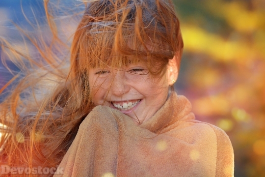 Devostock Person Human Girl Smiling Autumn 4k