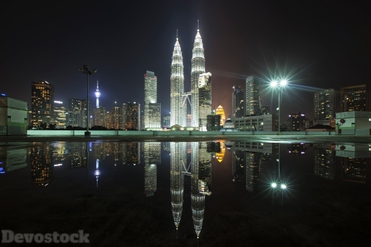 Devostock Photography Lights Kuala Lumpur Towers 4k