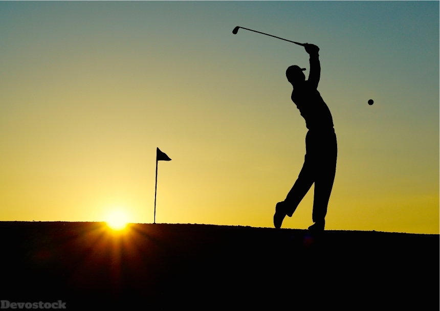 Devostock Sport Man Golf Design Sunset 4k
