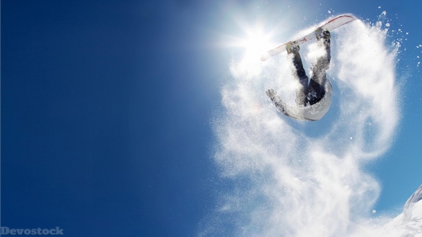 Devostock Sport Skiing Man Speed Sky Snow 4k