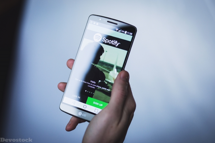 Devostock Tecknology Mobile Spotify Screen Smartphone 4k