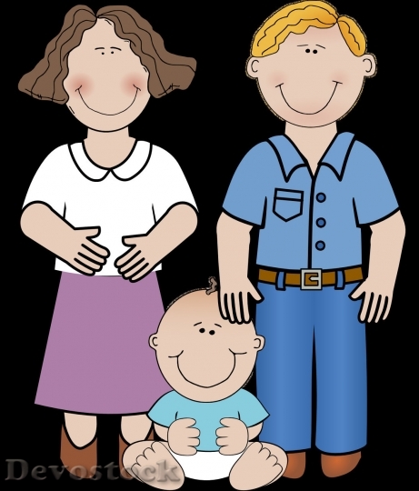Devostock Cartoon family with little boy