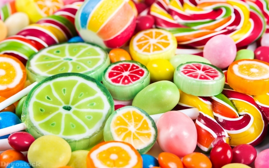 Devostock Colorful lollipops and different candy