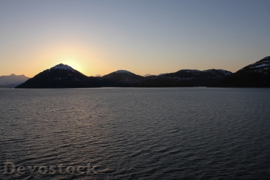 Devostock Alaska Ocean Sunset Golden