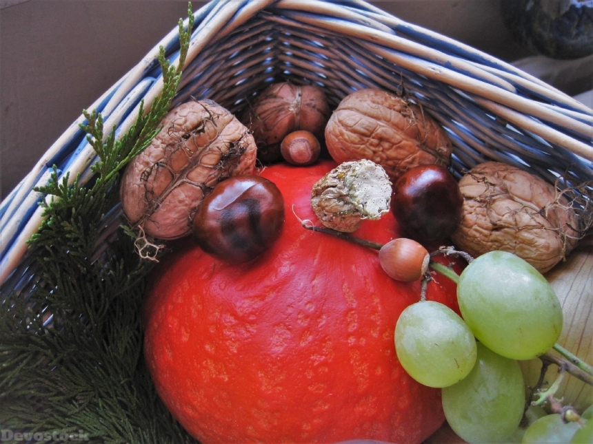 Devostock Autumn Basket Autumn Fruits