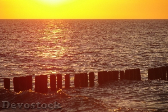 Devostock Baltic Sea Breakwater Sunset 1