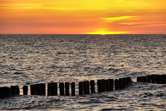 Devostock Baltic Sea Breakwater Sunset