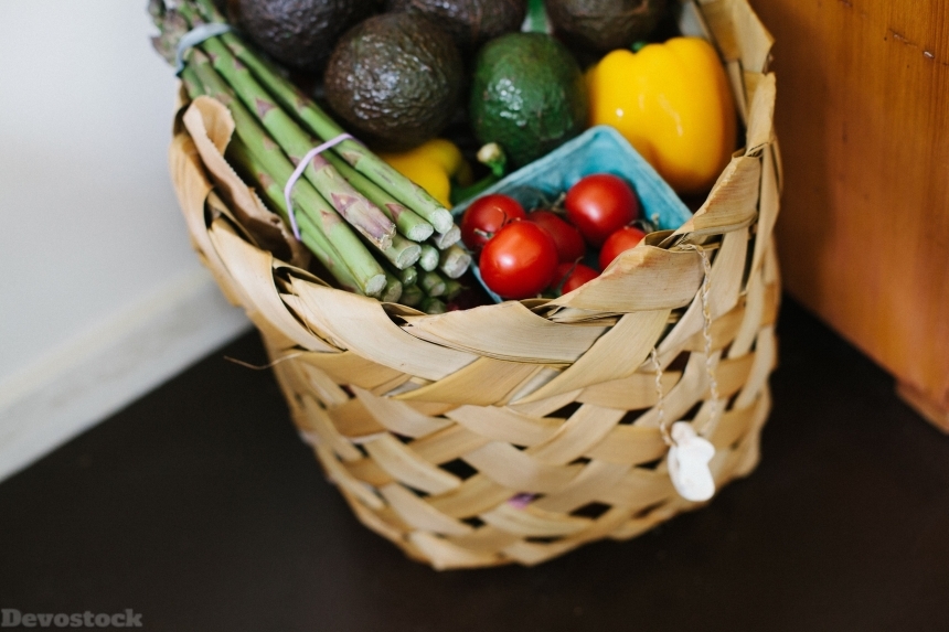 Devostock Basket Groceries Vegetables Fruits