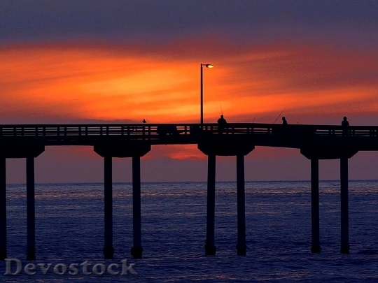 Devostock Beach Ocean Fishing Sunset