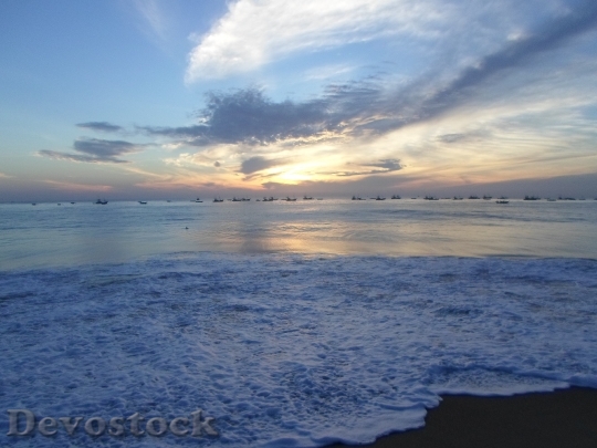 Devostock Beach Sea Ocean Sunset