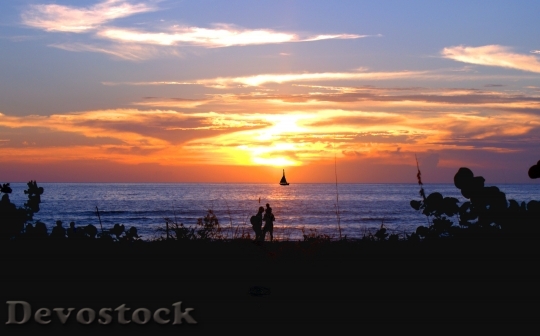Devostock Beach Sunset Ocean Sea 6