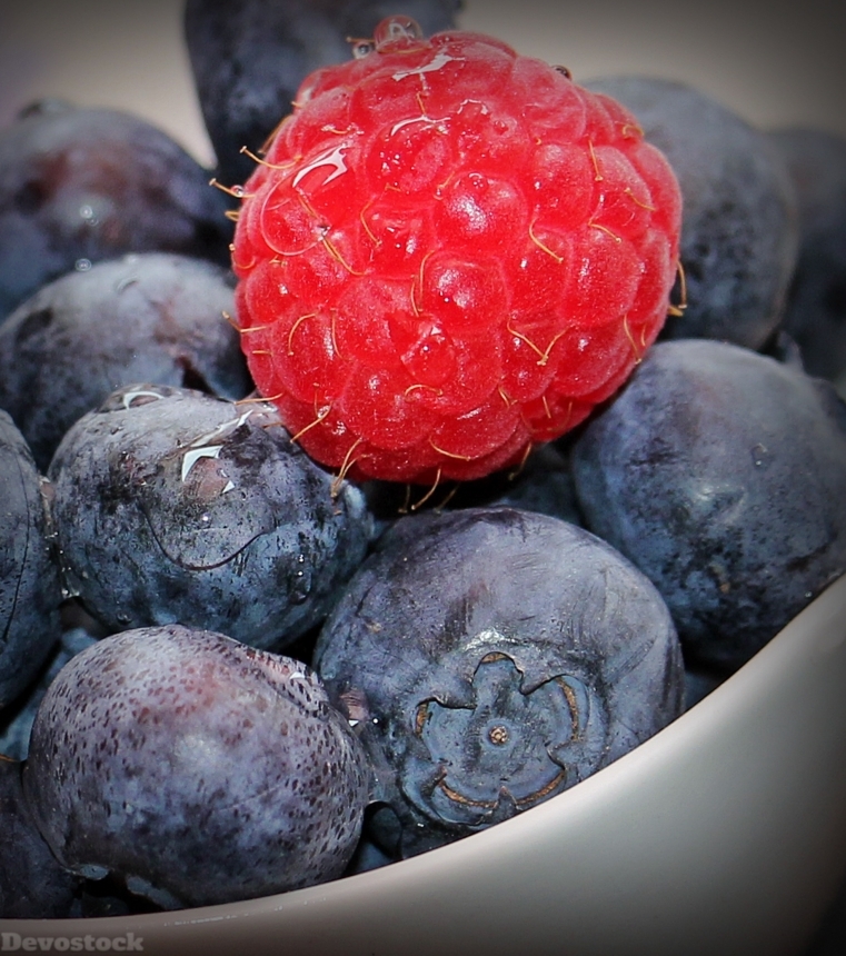 Devostock Blueberries Raspberry Fruits Fruit