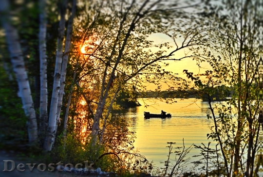 Devostock Boat Landscape Nature Lake