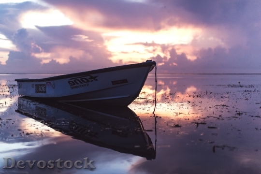 Devostock Boat Shore Evening Sunset