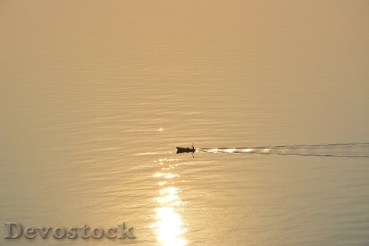 Devostock Boat Sunset Sea Water