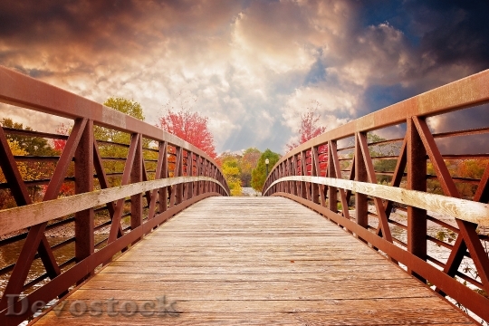 Devostock Bridge Sunset Nature Fall