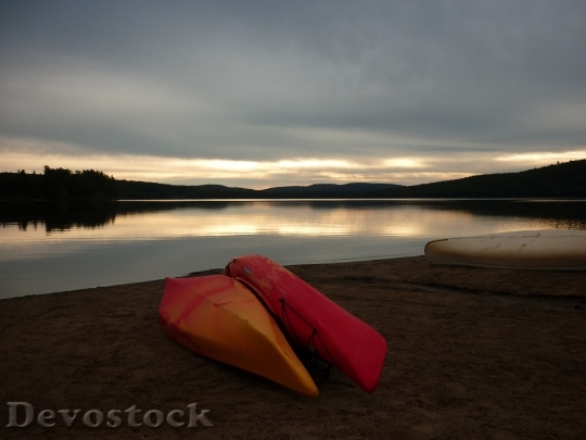 Devostock Canoeing Canada Sunset Lake