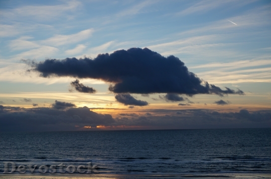 Devostock Cloud Sunset Ocean Nature