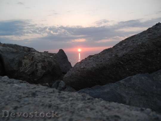 Devostock Crete Sunset Rocks Holiday