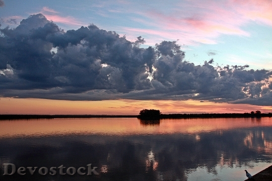 Devostock Dawn Lake Twilight Water