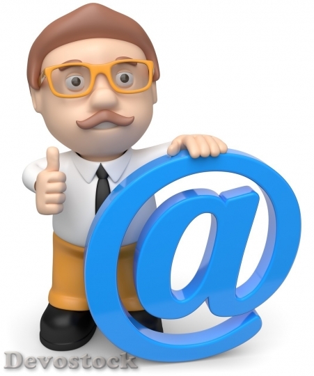 Devostock Email Logo Man 3D Cartoon 