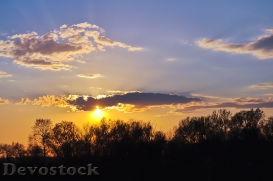 Devostock Evening Sunset Sky Gold