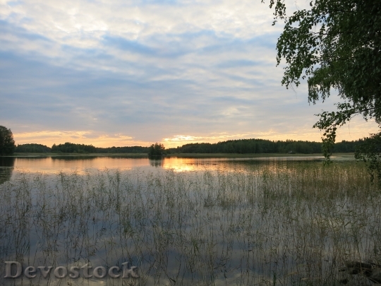 Devostock Finland Lake Sunset Scandinavia