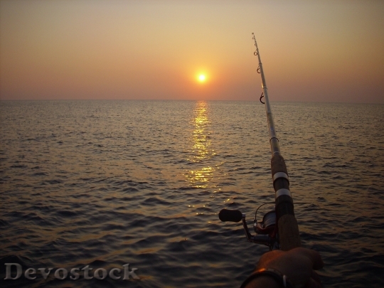 Devostock Fishing Fishing Rod Sunset