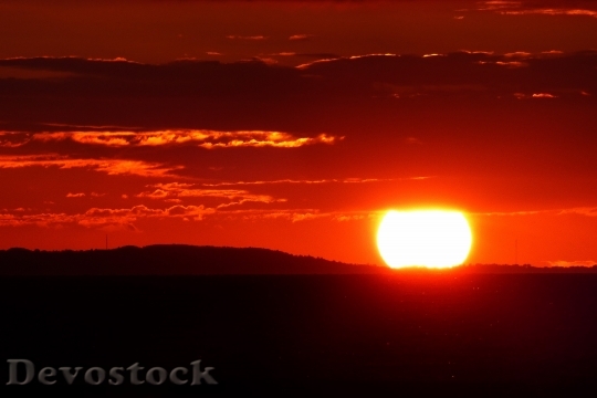 Devostock Glowing Red Sunset Evening
