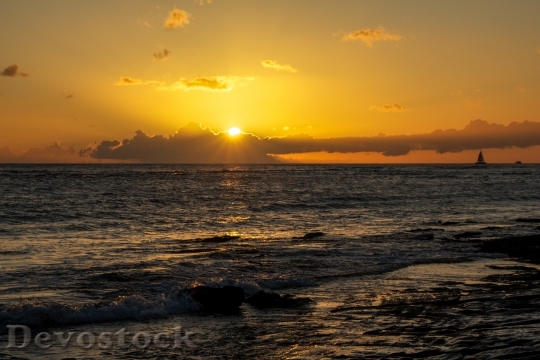 Devostock Hawaii Sunset Beach Ocean