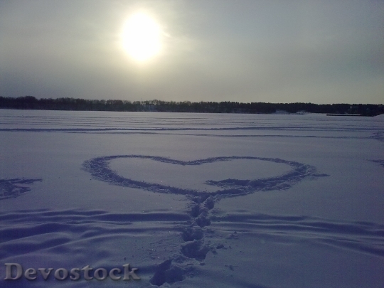 Devostock Heart Sunset Ice Snow