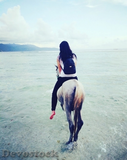 Devostock Horse Woman Beach Bali