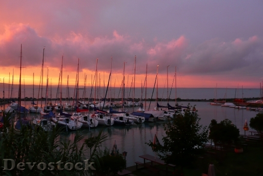 Devostock Lake Balaton Sunset Boats