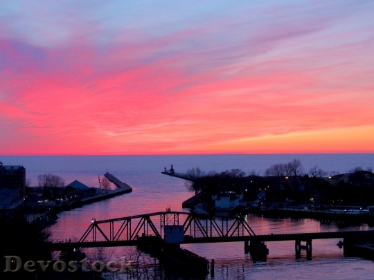 Devostock Lake Michigan Sunset Sky 0