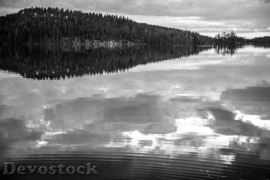 Devostock Lake Sky Reflection Black