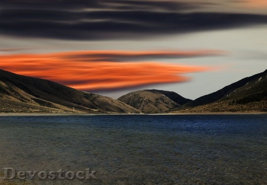 Devostock Lake Sunset Evening Water 0