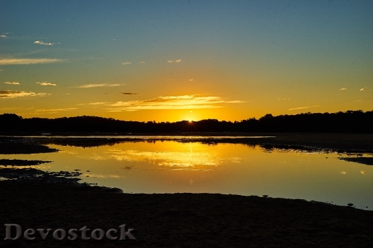 Devostock Lake Sunset Landscape Sky 0