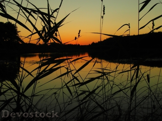 Devostock Lake Sunset Landscape Sky