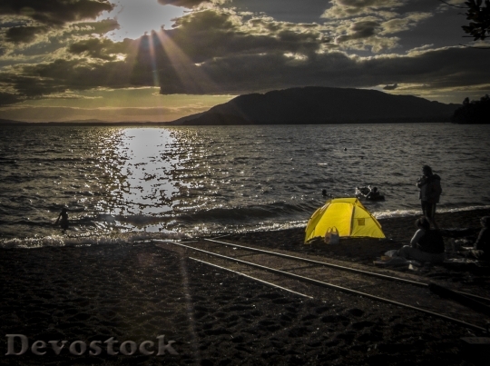 Devostock Lake Sunset Nature Camping