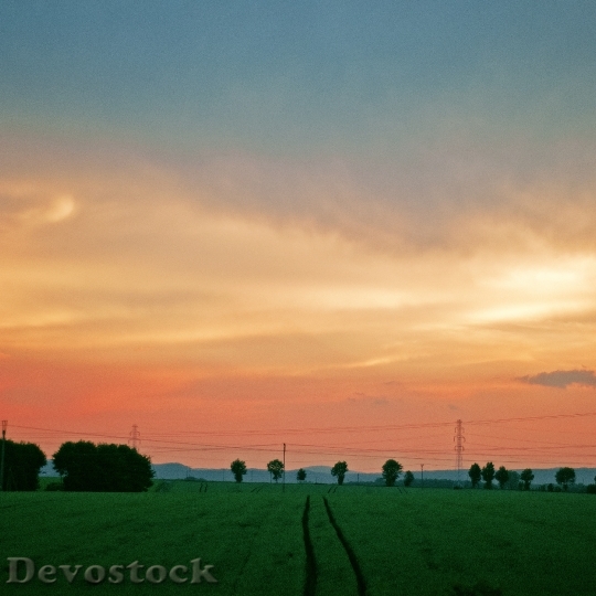 Devostock Landscape Sky Evening Field
