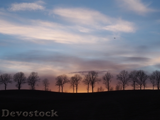 Devostock Landscape Sunset Dusk Silhouette