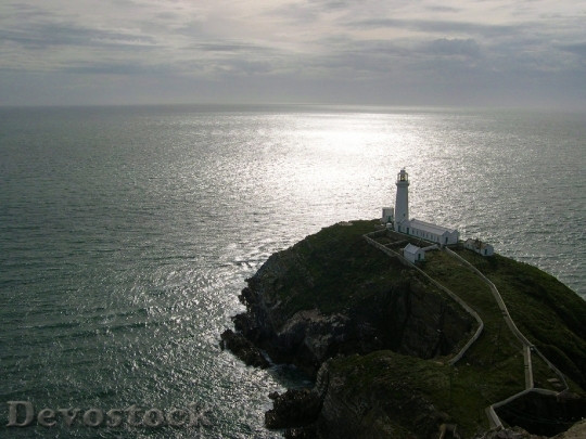 Devostock Lighthouse Cliffs Ocean Sea