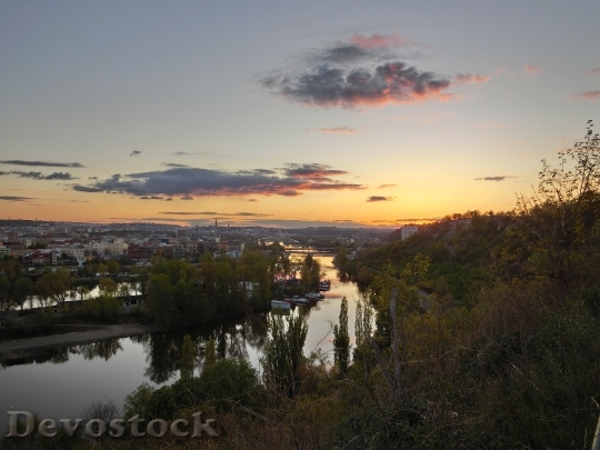 Devostock Moldova River Landscape Twilight