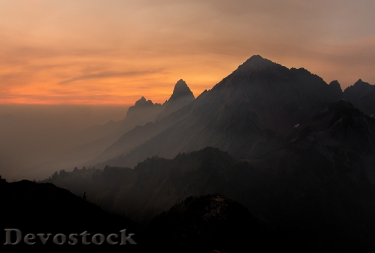 Devostock Mountain Range Sunset Peaks