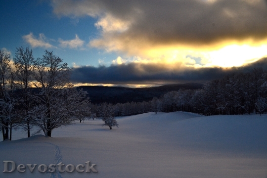Devostock Mountain Snow Winter Sunset