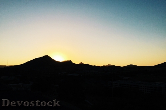 Devostock Mountains Ridge Sunset Silhouette