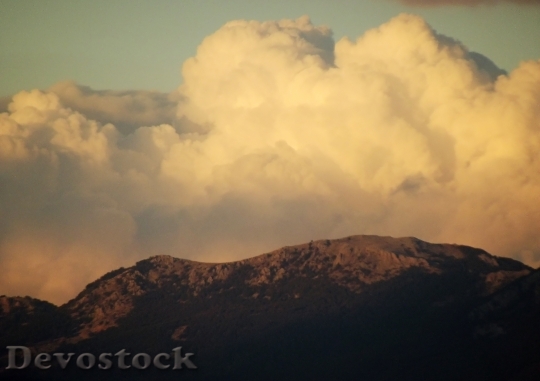 Devostock Mountains Rocks Clouds Sunset