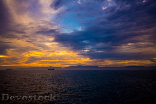 Devostock Ocean Sunset Boats Sea