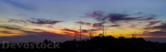 Devostock Panoramic Orange Clouds Sunset